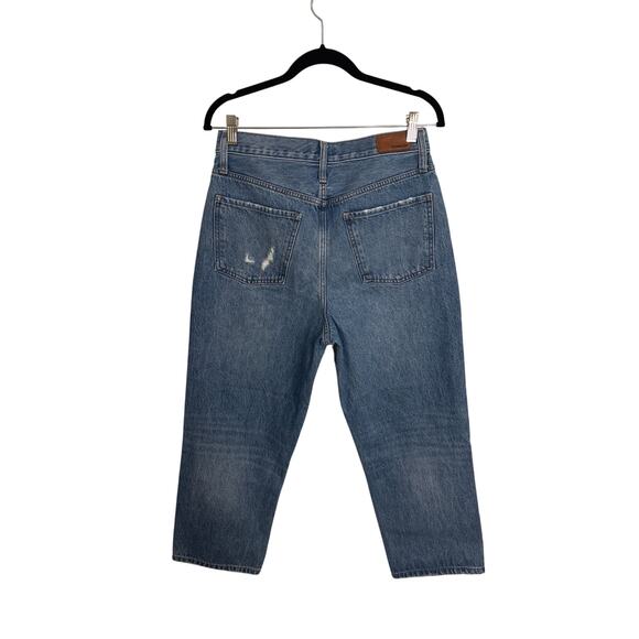 Express Dad Jeans Womens 8 Regular High Rise Cropped Medium Blue Distressed - Picture 2 of 5